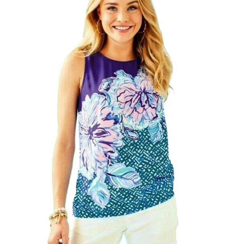 NWT Lilly Pulitzer Iona Top Mr Peacock Engineered Top Medium M